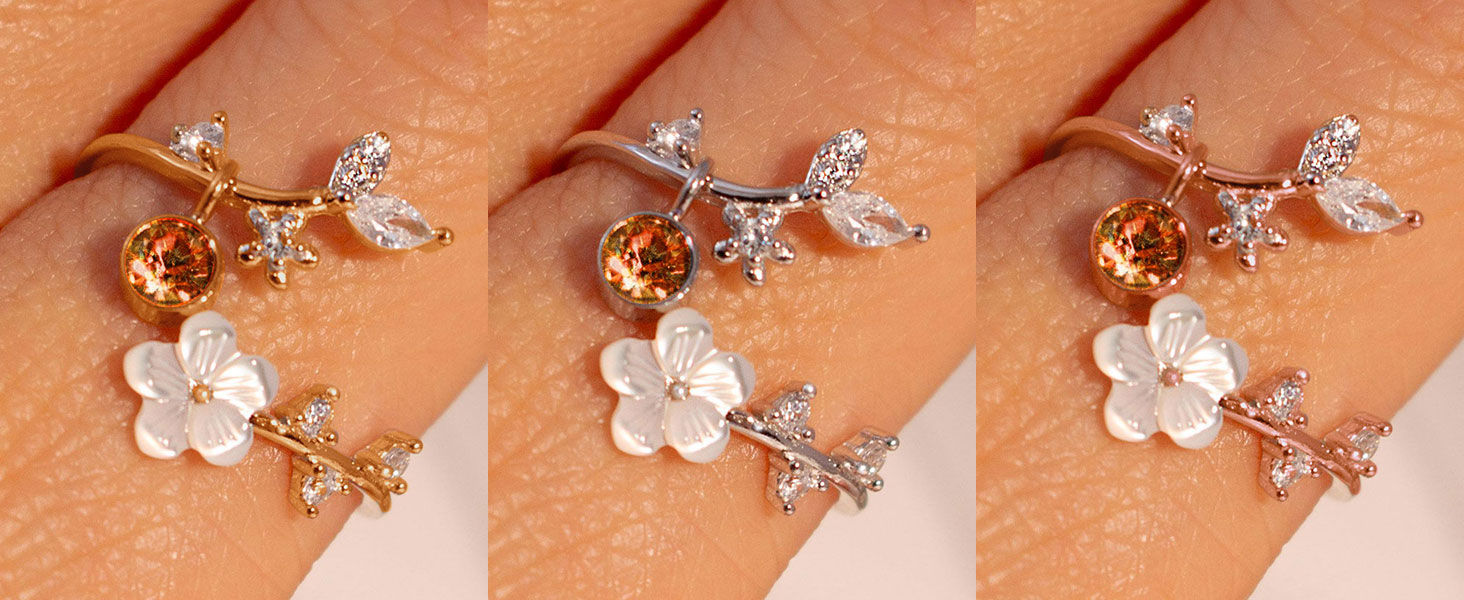 Birthstone Flower Rings