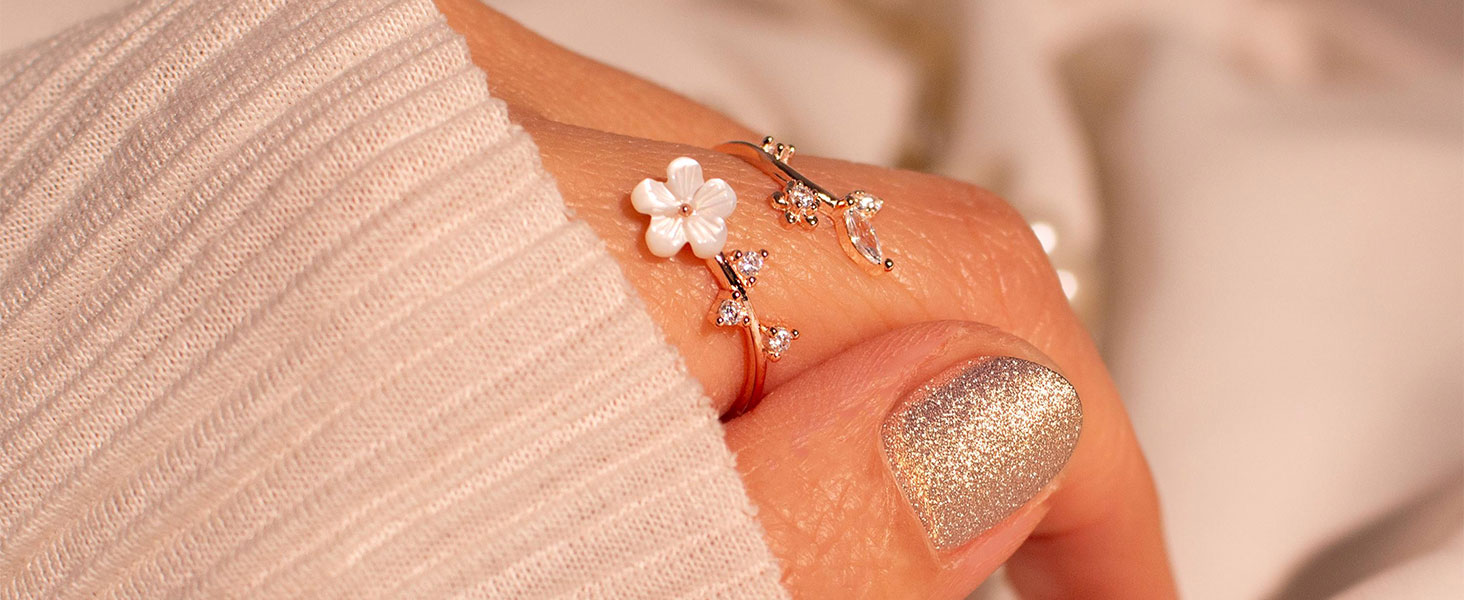 Birthstone Flower Rings