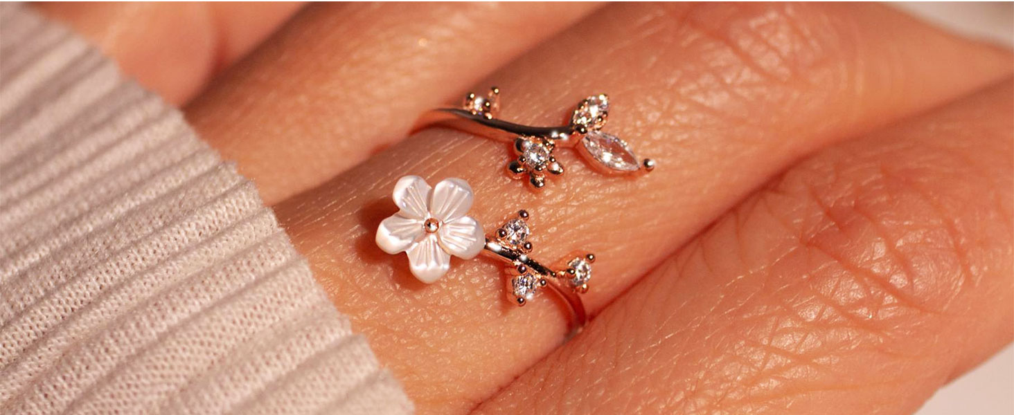 Birthstone Flower Rings