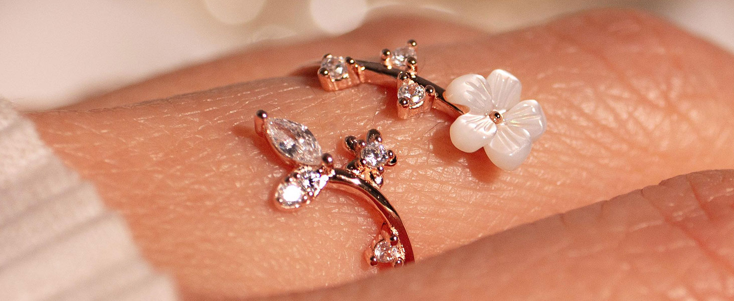 Birthstone Flower Rings