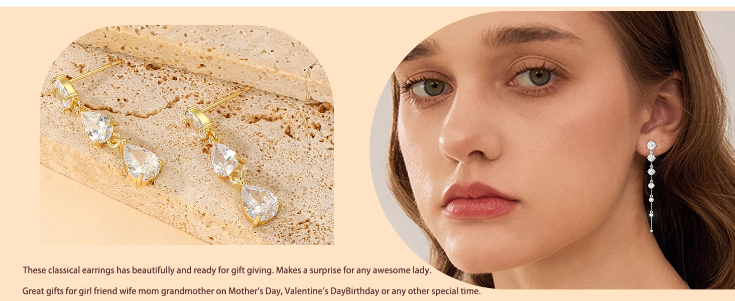 Non Tarnish Long Dangling Wedding Cute Small Hoop Earrings
